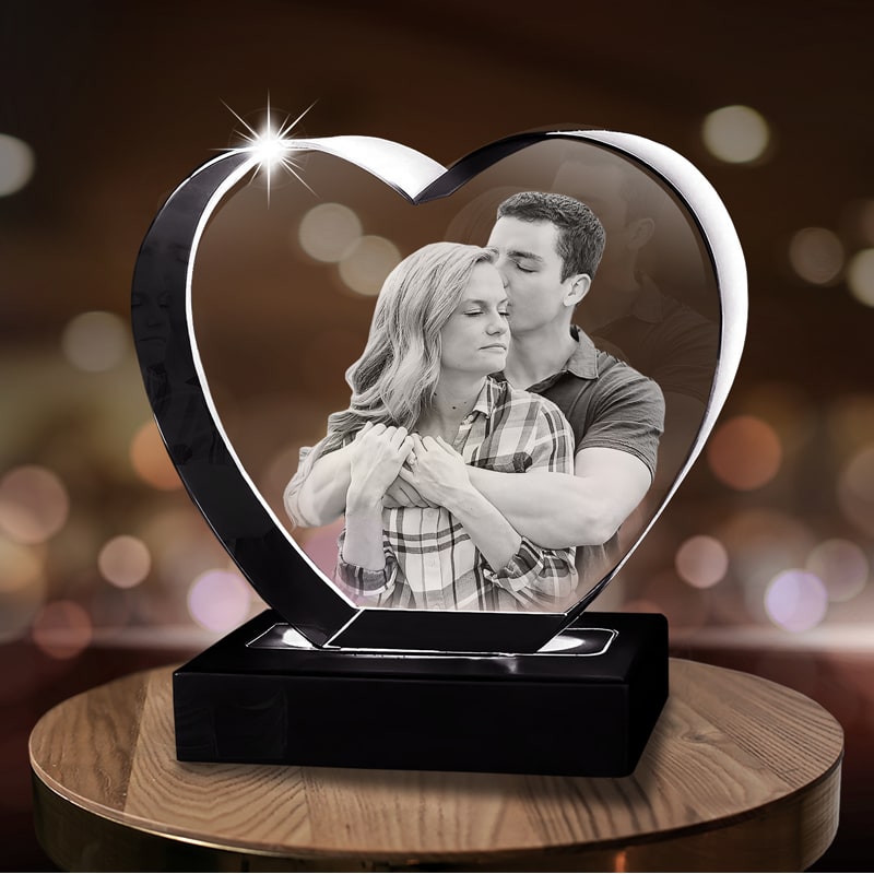 Keepsake 3D Photo Engraved Heart Crystal