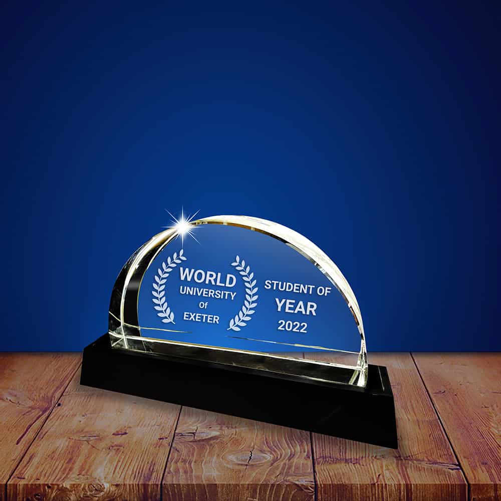 3D Crystal Half Moon Award