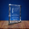 3D Crystal award notched rectangle